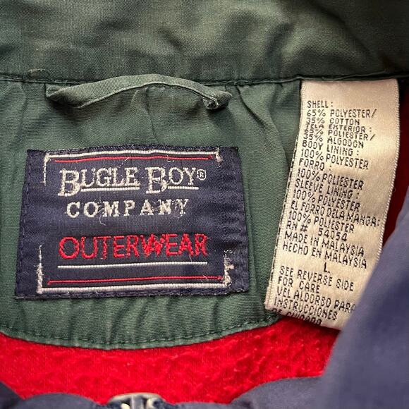 Vintage Bugle Boy Red Blanket Lined Navy Blue Full Zip Jacket Large - Picture 4 of 7